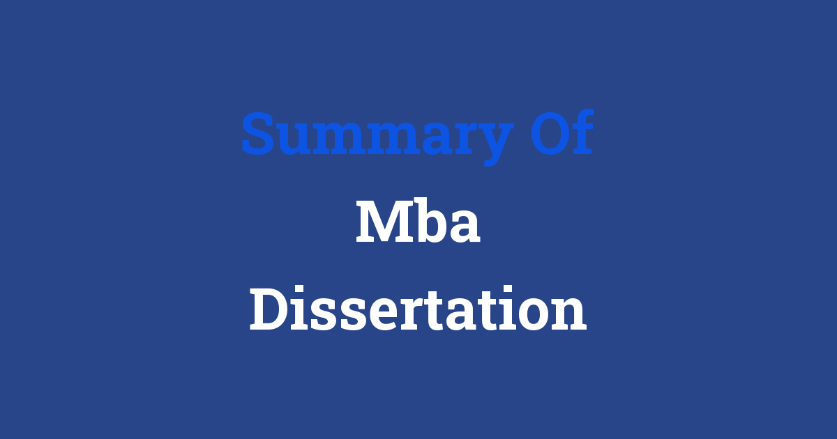 mba dissertation projects